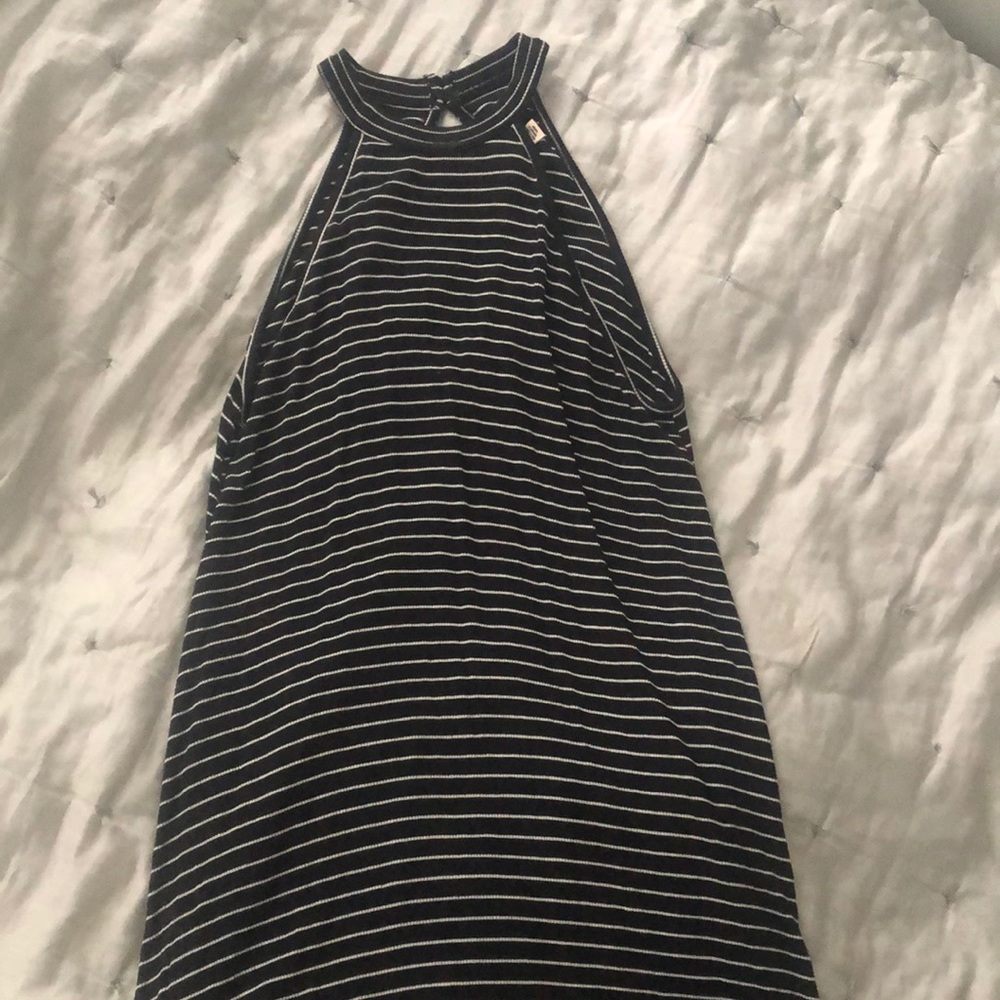 Black and White striped high neck dress